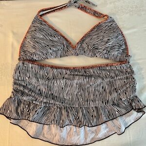 Kenneth Cole Black and White Bikini Set with Flirty Ruffles